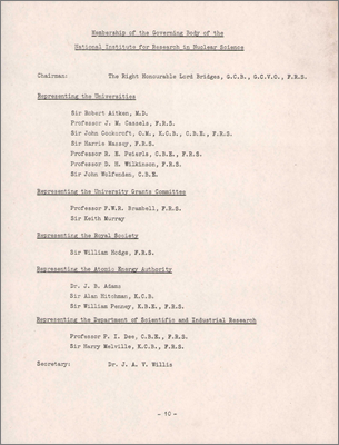 Membership of the Governing Body of the NIRNS (one page from a longer document)