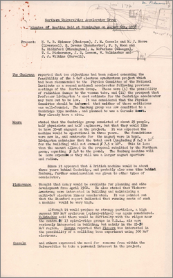 Minutes of Northern Universities Accelerator Group meeting held in Birmingham (6 August 1958)