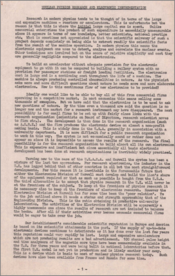 Paper by EB Paul on the need for electronic instrumentation for reactors and accelerators plus a letter sent to the Director by E Bretscher in support of same (24 February 1959)