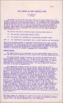 Some factors in high intensity beams (Galbraith and Morgan, Paper no.3, 16 March 1960)