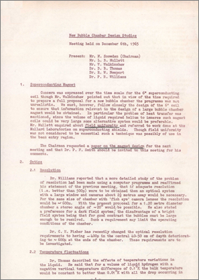 Minutes of New Bubble Chamber Design Studies meeting (6 December 1965)