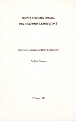 Nimrod commemoration dinner menu