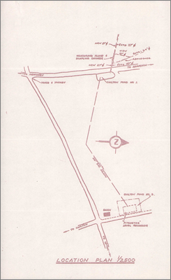 Note from J Johnson, SWO concerning Chilton Pond Drainage (includes sketch showing location of Ponds no.1 and no.3, 21 March 1962)