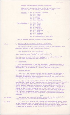 RLBC/M48 Restaurant kitchen equipment is progressing; four tenders received for Lecture Theatre, lowest is Chivers at 49,000 pounds though this is slightly above the project estimate due to the recent pay award, construction to begin 2 January 1962 and completed by 31 October 1963, Chivers warned that new labour must be employed for this rather than by robbing other projects; water cooling towers to be surface dressed; fees for non-productive design work should be written, but Bowles regretted circumstances from which they had arisen; substation 14 capital costs to be met by CEGB but RL will need to provide drainage and cold water services; R2 extension work has fallen behind with no possibility of recouping it (3 December 1962)