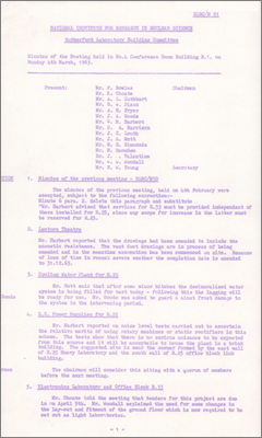 RLBC/M51 Adjustments to Lecture Theatre acoustics plan; cooling water plant for R25; DC supplies for R25; Electronics Lab and office block R33, issues of transfer of land from AERE; Steam meter chamber; Mercury maintenance block; Experimental Area extension; aesthetic appearance of water cooling towers R11 (4 March 1963)