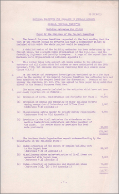 NI(GP)(60)3 Building estimates for Nimrod (Detailed review of building estimates, 5 February 1960)