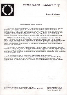 Nimrod reaches design intensity (23 September 1964)