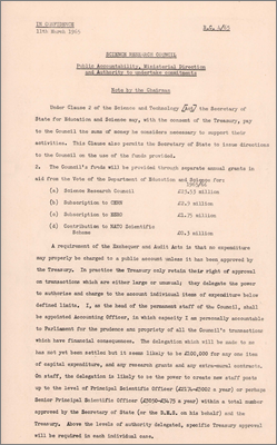 RC 4/65 Public Accountability, Ministerial Direction and Authority to undertake commitments (11 March 1965)