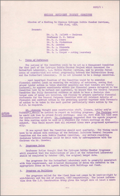NEPC/M/1 Minutes of a meeting to discuss Hydrogen Bubble Chamber Services (10 June 1959)