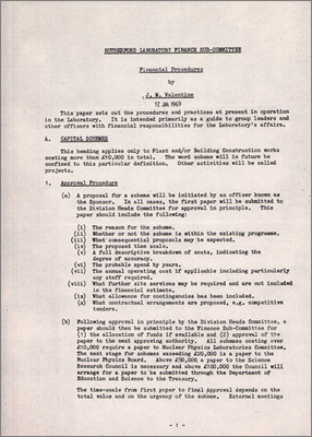 Finance Sub committee: Financial procedures (as at 17 January 1969)