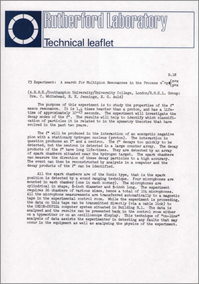 B18 P3 experiment: A search for Multipion Resonances...
