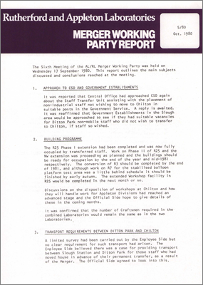 Merger Working Party report (7 October 1980)