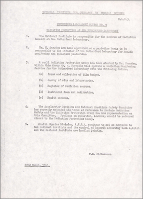 RLN.3 Rutherford Laboratory Notice no.3: Radiation protection at the Rutherford Laboratory (22 March 1960)