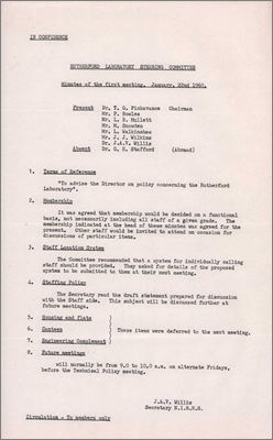 Minutes of the first meeting (22 January 1960)