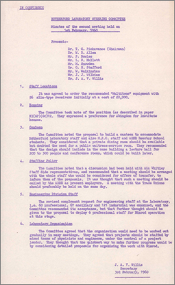 Minutes of Rutherford Laboratory Steering Committee (3 February 1960)