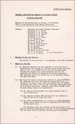 NI/V/60 Minutes of the meeting held at RHEL (11 November 1960)