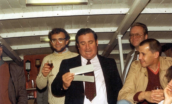 Abingdon Boat Trip. In foreground: Jim Michener (ANSI), Jose Encarnacao (DIN) and Bob Hopgood (BSI)